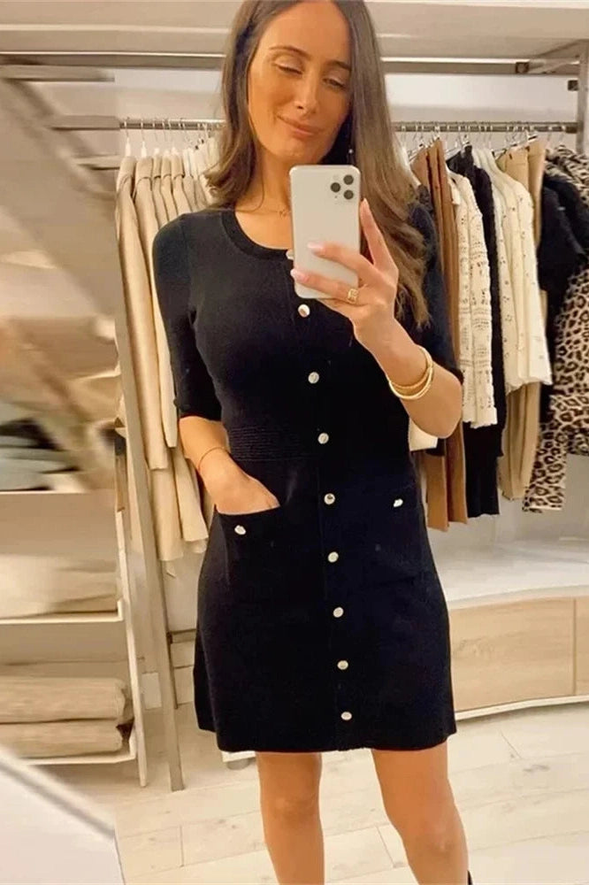 Slim Fit Patchwork Short Sleeve Mini Dress