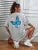 Art Word and Blue Butterfly Printed Women T-Shirt Casual Cotton Short Sleeve Breathable Summer T Shirt Street Clothing
