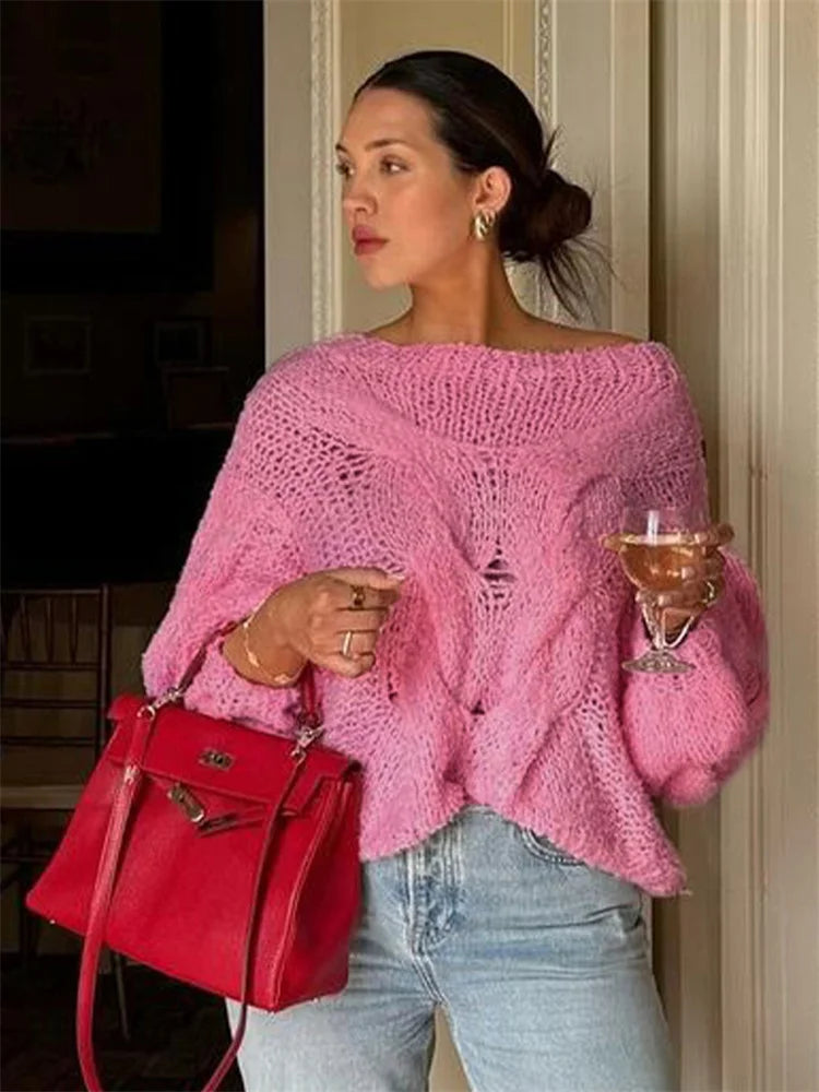 Casual Knitwear Sweater Pullover Female Loose Fashion See-Through Autumn  Beach Holiday Clothes Women’s Knit Pullover