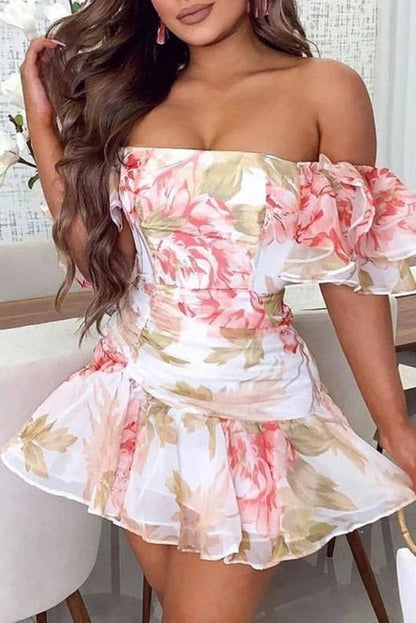 Printed Strapless Slim Fit Mini Dress