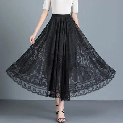 New Elegant Skirt Autumn Fashion A-line Winter Mid-length Women’s High-waisted Gothic Mujer Faldas