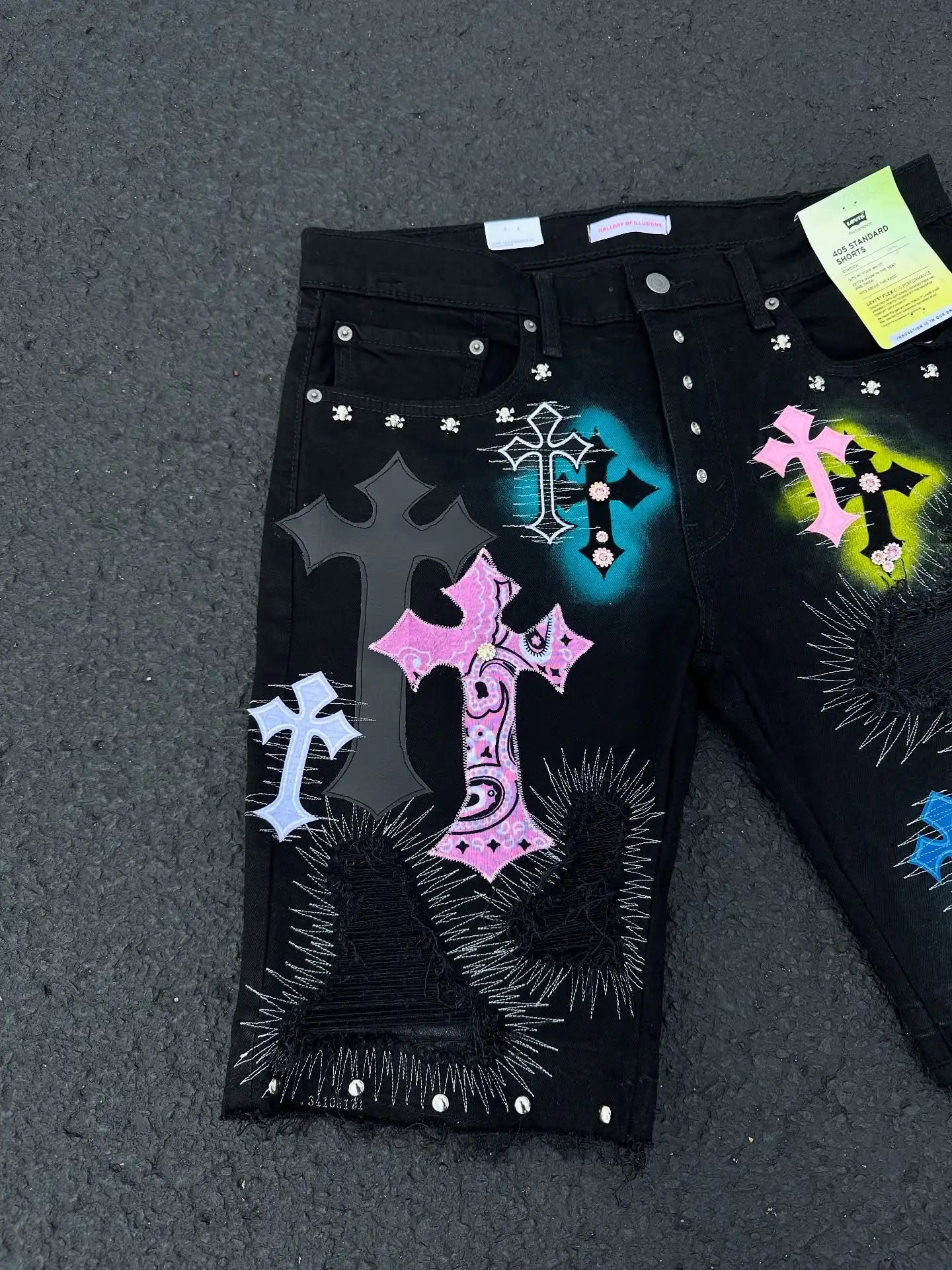 Punk Applique Loose Shorts