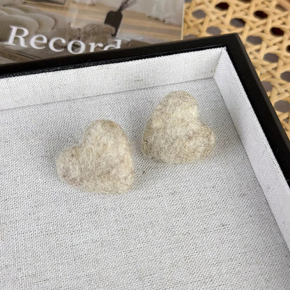 Lizakosht Plush Love Heart Earrings for Women in Orange Beige Grey Black