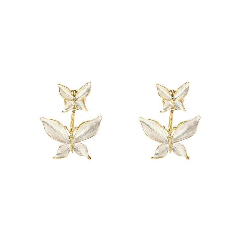 Lizakosht White Flower Butterfly Earrings for Women Spring Summer Jewelry Wholesale