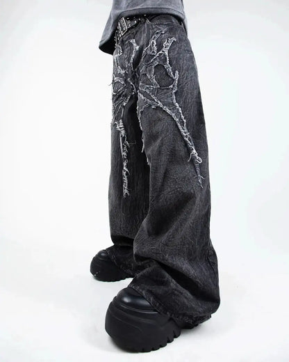 Gothic Embroidered Wide Leg Pants