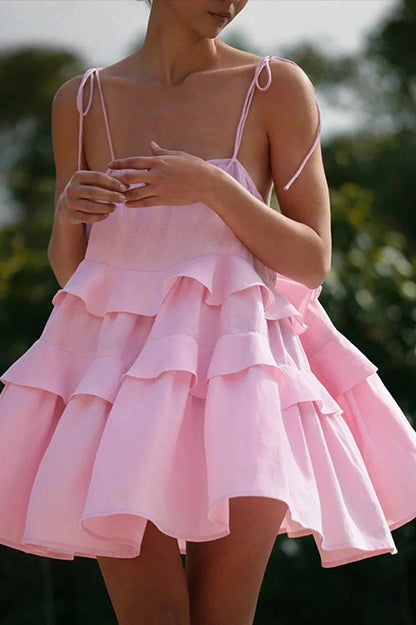 Sleeveless Mini Dress with Straps and High Waist