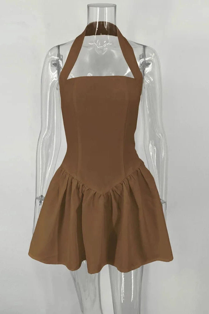 Sleeveless Backless Square Collar Mini Dress