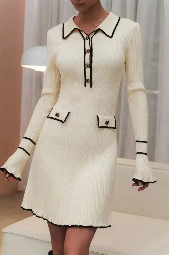 Ribbed Patchwork Mini Dress