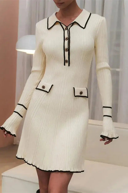 Ribbed Patchwork Mini Dress