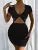 New Y2K Women’s Short sleeved Summer Foreign Trade European and American Sexy V-neck Open Waist Bag Hip Dress
