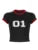 Digital Print Y2K Short Sleeve T Shirt Women Contrast Binding O Neck Slim Crop Tee Casual Preppy Tops Sporty Football Jersey