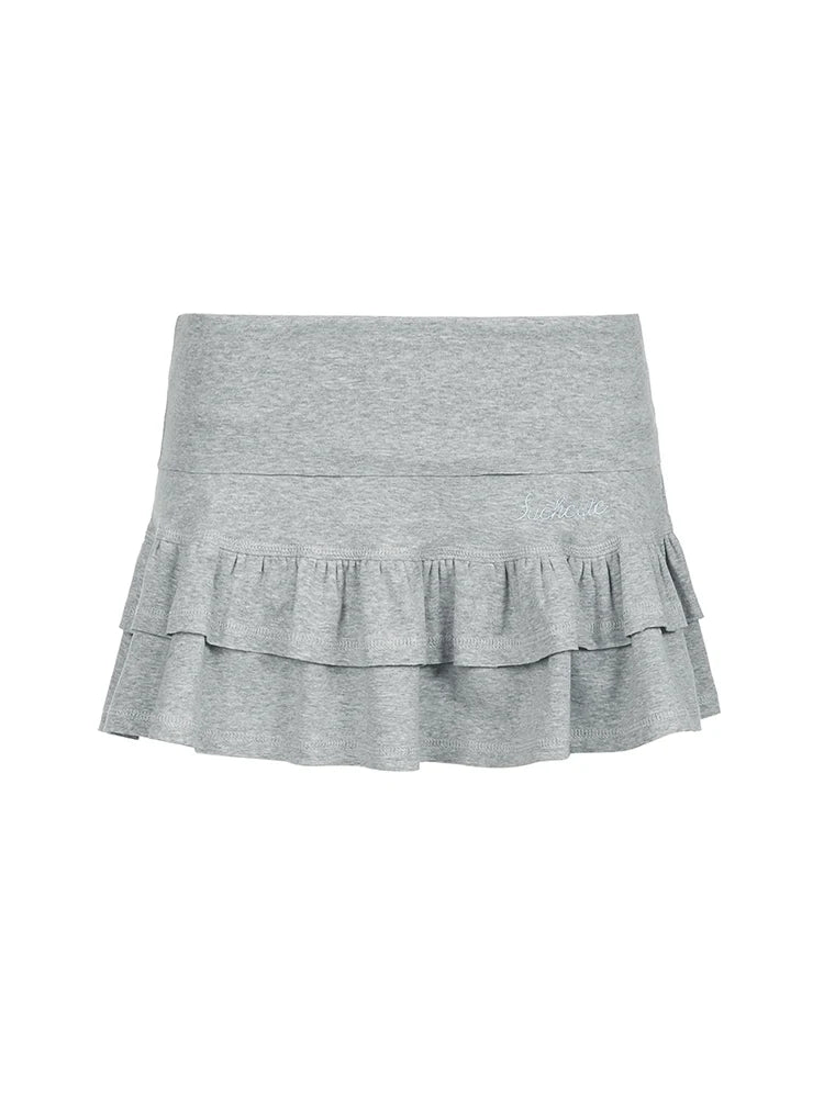 Gray Solid Basic Casual Lining Shorts Skirts Womens Pink Sweet Cute Y2K Streetwear