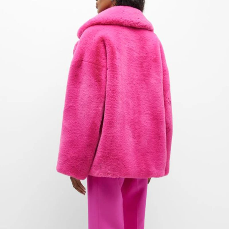 Ins Chic Brand Fashion Long Faux Rabbit Fur Coat Jacket Women Winter  Oversized Shaggy Plush Fur Coats Street Girls Overcoat