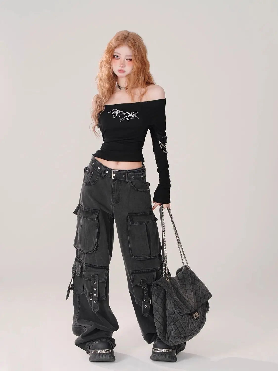 Black Cargo Pocket Pants