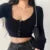 Sexy Women’s V-Neck Tank Tops T-Shirt Short Sleeve Solid Color Button Crop Top Clubwear Top Summer Slim Short T-Shirt For Womens