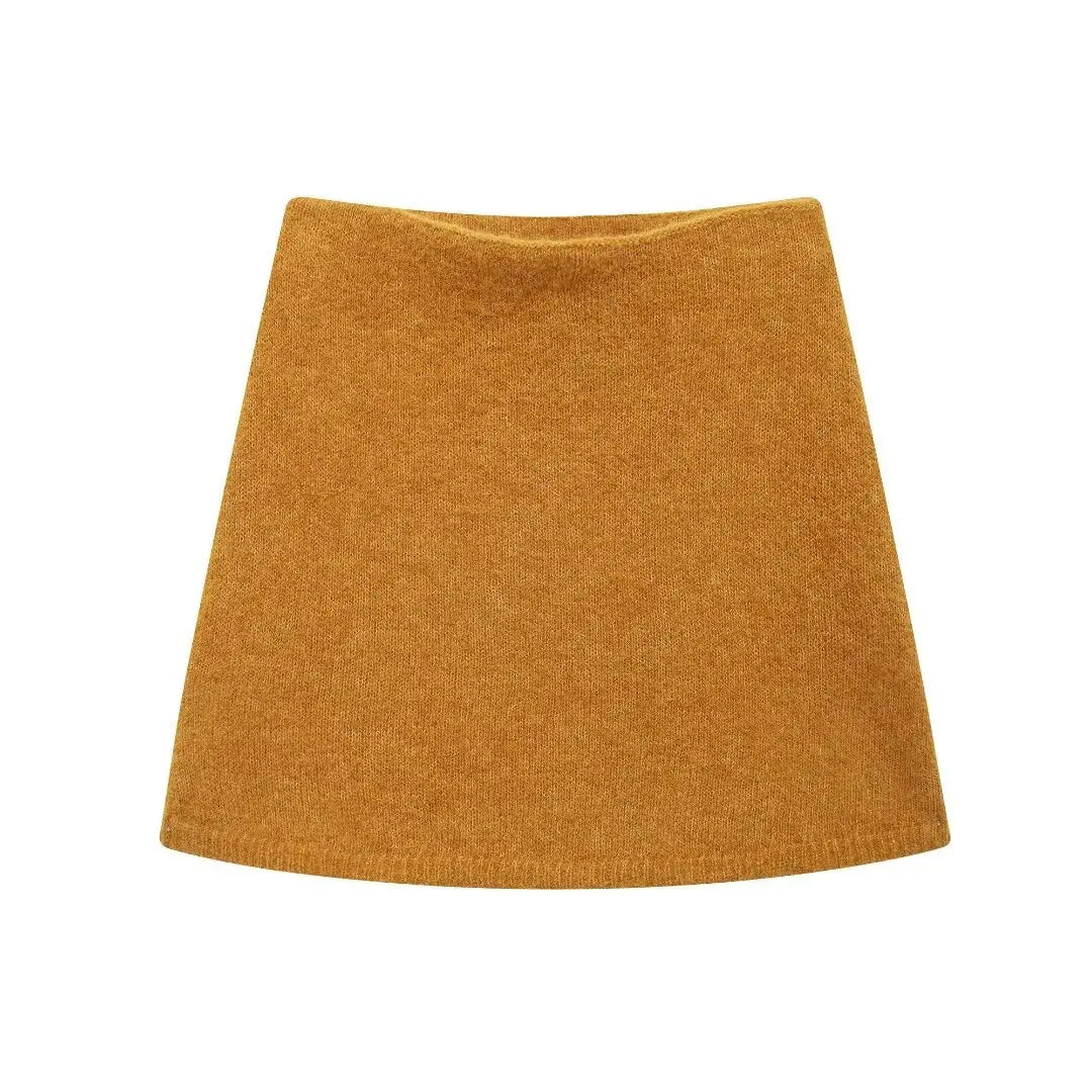 New Solid Knitted Skirts Sets Women O Neck Short Sleeve Crop Top+Mini Skirt Suits Streetwear Fashion Elegant Sexy Two-piece Set