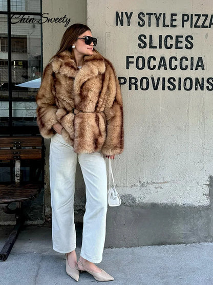 Oversized Fluffy Faux Fur Coats For Women  Winter Autumn Loose Lapel Cardigan Jacket Fashion High Street Warm Outwear New