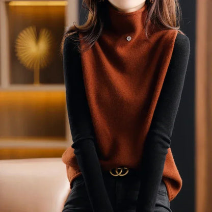 Spring And Autumn Women’s Turtleneck Knitted Sweater Sleeveless Pullover Vest Loose Fashion Versatile Western Style Top
