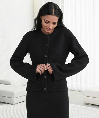 Cárdigan elegante de punto para mujer con botones y bolsillo | Ideal para otoño/invierno