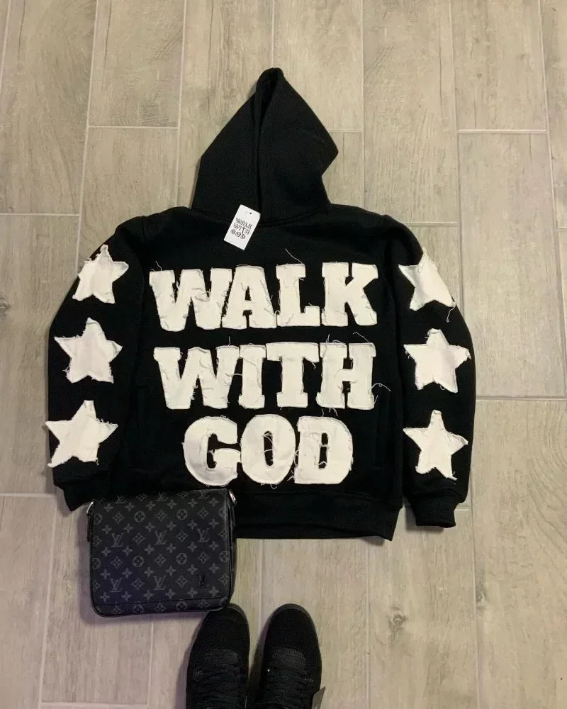 Star Patch Gothic Oversized Hoodie