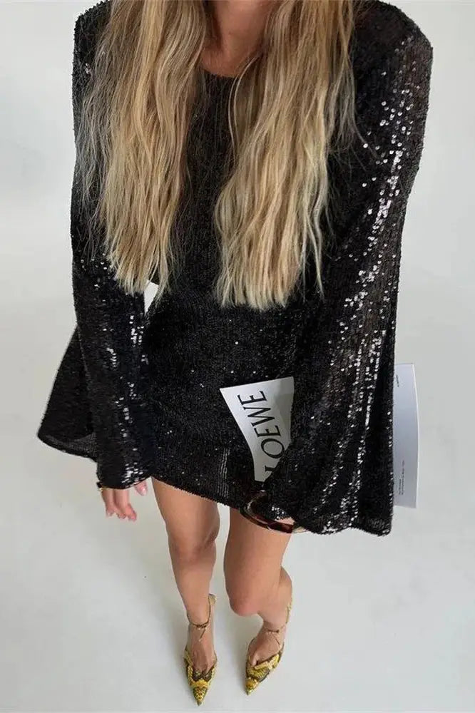 Sequin Mini Dress with Glitter Embellishments