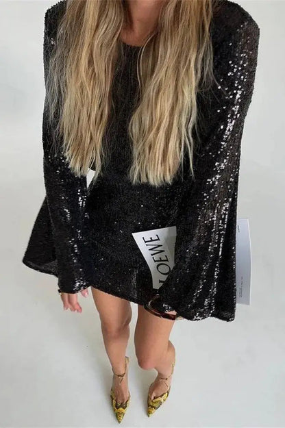 Sequin Mini Dress with Glitter Embellishments