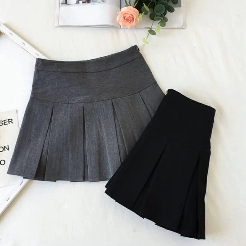 Harajuku Pleated Skirt Women Streetwear High Waist Black Mini Skirts Korean Preppy School Uniform All Match A Line Skirt