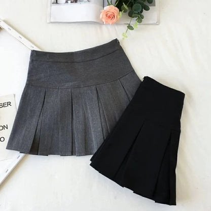 Harajuku Pleated Skirt Women Streetwear High Waist Black Mini Skirts Korean Preppy School Uniform All Match A Line Skirt