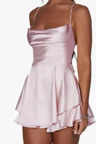 Spaghetti Strap Backless Mini Dress