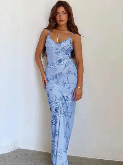 Spaghetti Strap Slim Floral Dress