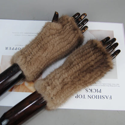 Winter Warm Fingerless Mink Fur Gloves