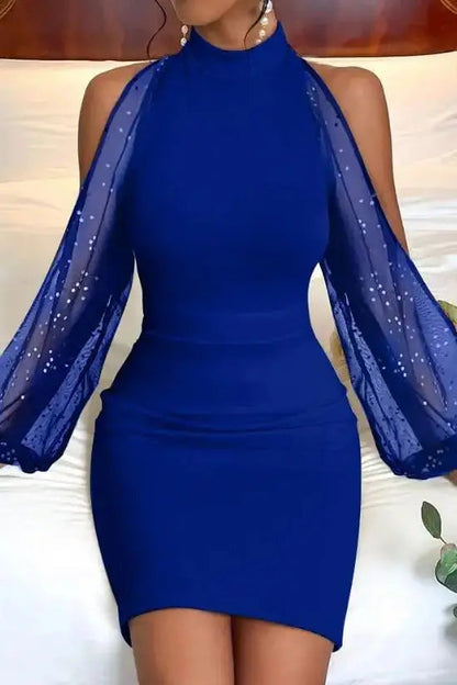 Mesh Sequin Bodycon Mini Dress