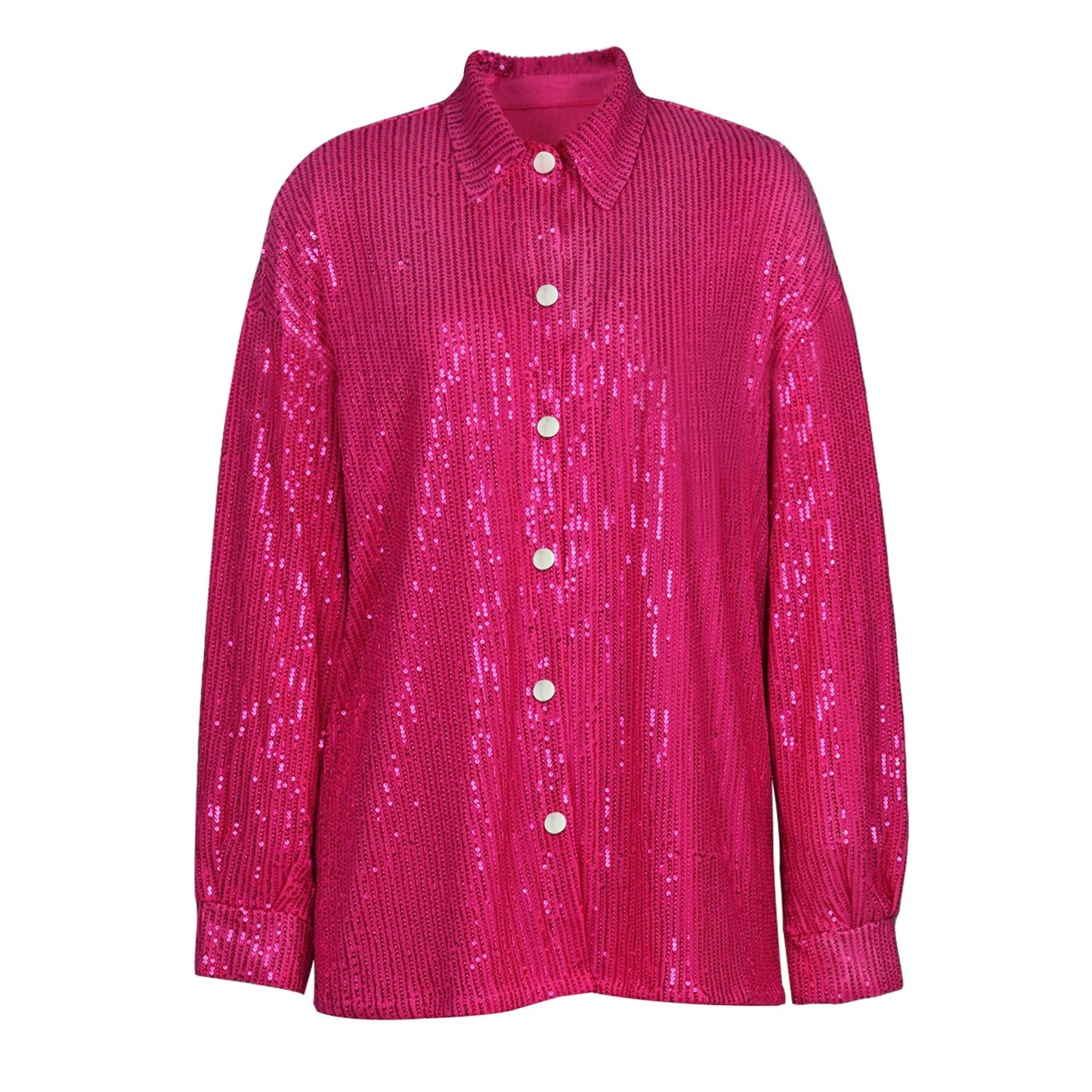 Turn-down Collar Long Sleeve FeY2k Shirts Dresses Glitter Sequins Party Shirt Dress Streetwear Clothes