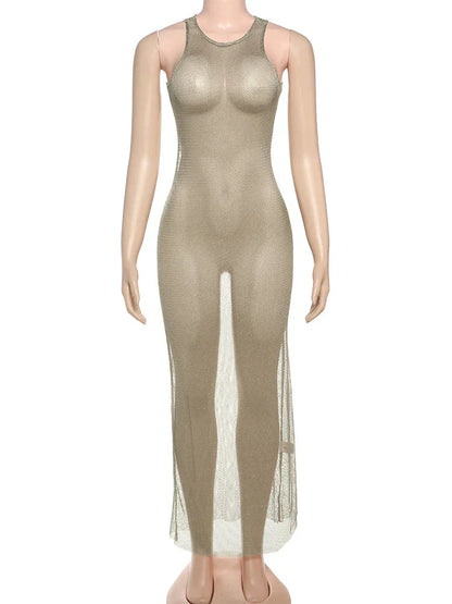 Hottie Coquette Dress Y2K Bright Silk Music Festivals Hipster Midnight Sleeveless Hollow Clubwear Vestidos