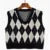 Vintage V-neck Plaid Sweater Vest Women Autumn Winter Vintage Knit Sweaters Pullover Loose Korean Knitwear Tops Pull Femme