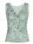 Retro Green Floral Print Mesh Vest Sleeveless Twist V Neck Slim Crop Top For Women Summer Vacation Boho Outfits