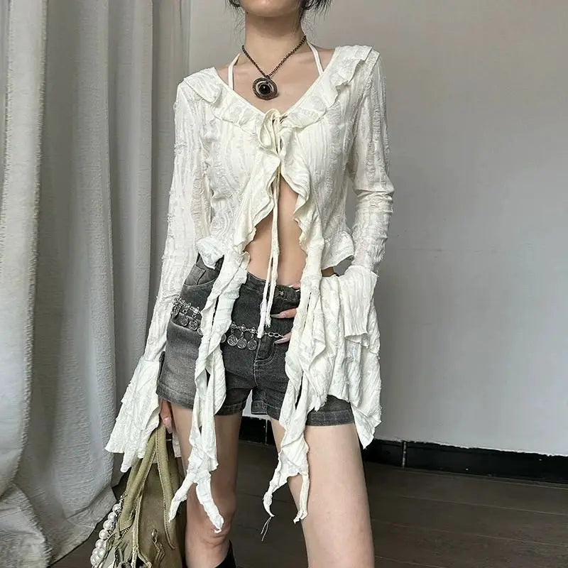 Vintage Cropped Mesh Top