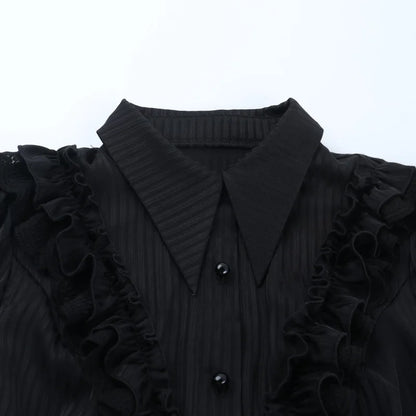 Gothic Satin Striped Blouse