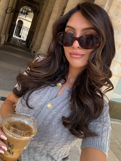 Knitted Single Breasted Cardigans Women Solid O-neck Short Sleeve Ribbed Sweaters Female  Fashion New Slim Ladies Casual Top