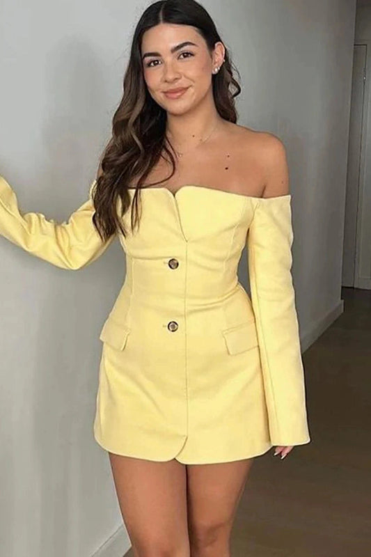 Off Shoulder Long Sleeve Mini Dress