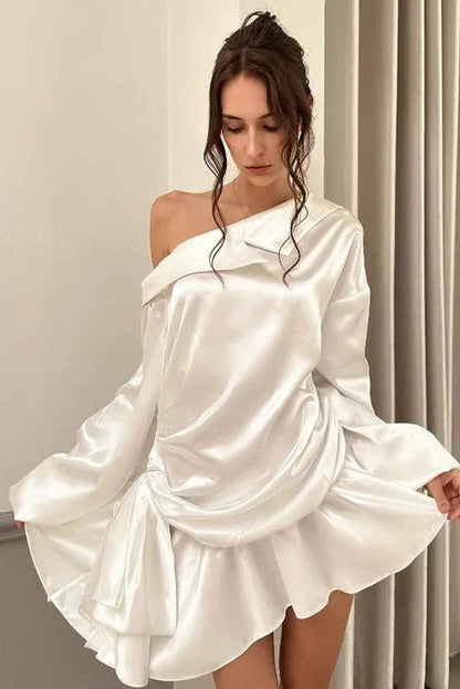 Backless Long Sleeve Mini Dress with High Waist
