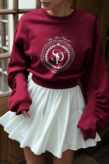 Spring new European and American women's sweatshirt, a laid-back American letter print short round-neck top for ladies