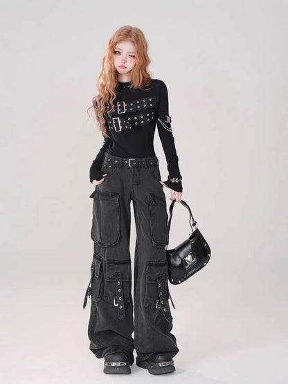 Black Cargo Pocket Pants