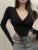 Sexy Long Sleeve Bodysuit Women Basic Bodycon V Neck T Shirt Solid Color Playsuit Ladies Korean Fashion New