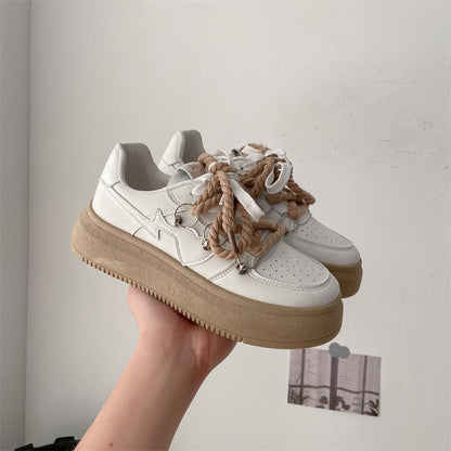 Zapatillas de plataforma transpirables con cordones y suela gruesa para mujer | Ideales para cualquier temporada