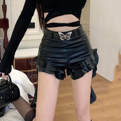 Belted Faux Leather Shorts