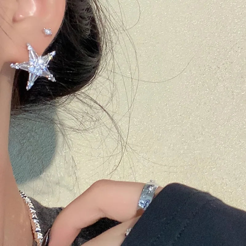 Lizakosht Star Earrings with Rhinestones Simple Classic Jewelry