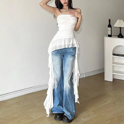 Off Shoulder Tassel Wrap Crop Top