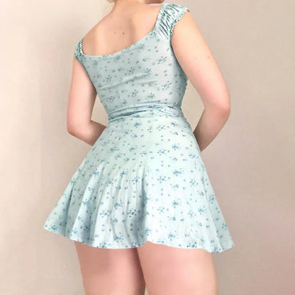 Lace Trim Sweet Holiday Floral Dress