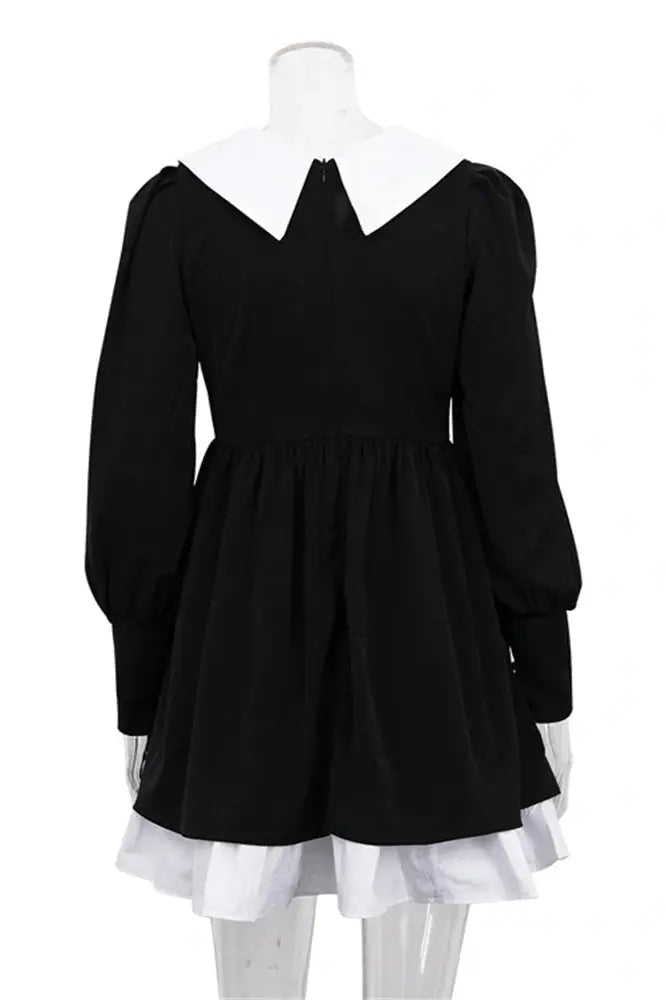 Vintage Mini Dress with Turn-Down Collar